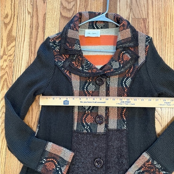 The Cove Womens Long Jacket Size S Bohemian Button Up Long sleeves Brown Aztec - Picture 8 of 9